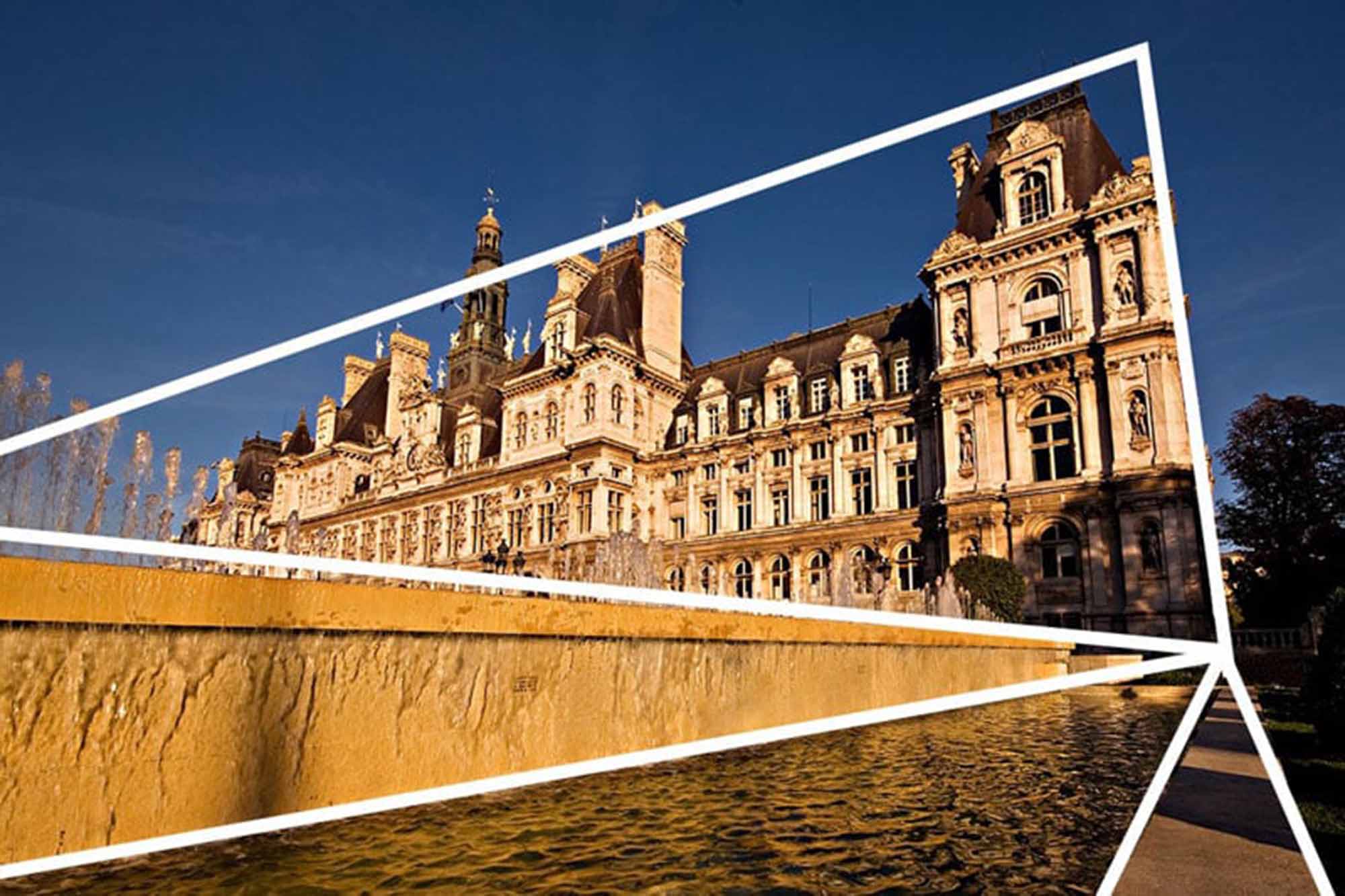 Diagonal tension at Hotel De Ville, Paris.