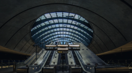 Dynamic underground architecture in Canary Wharf.