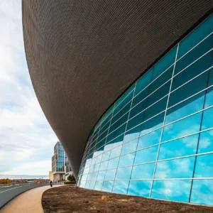 Intricate details of the Aquatic Center, Stratford.