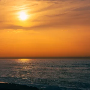 Fiery sunset over Rabat horizon.