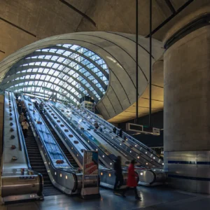 Rhythmic patterns in Canary Wharf's underground.