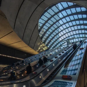 Harmonious underground architecture in Canary Wharf.